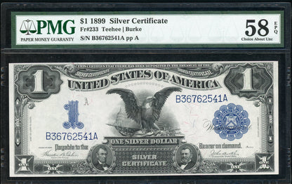 Fr 233 1899 $1 Silver Certificate Black Eagle PMG 58 Choice About UNC EPQ
