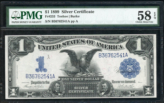 Fr 233 1899 $1 Silver Certificate Black Eagle PMG 58 Choice About UNC EPQ