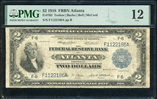 Fr 763 1918 $2 FRBN Atlanta PMG 12 Fine