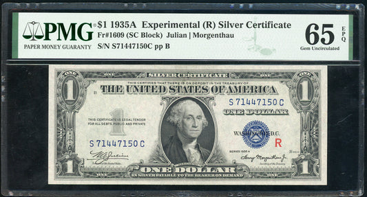 Fr 1609 1935A Experimental (R) Silver Certificate PMG 65 EPQ Gem UNC