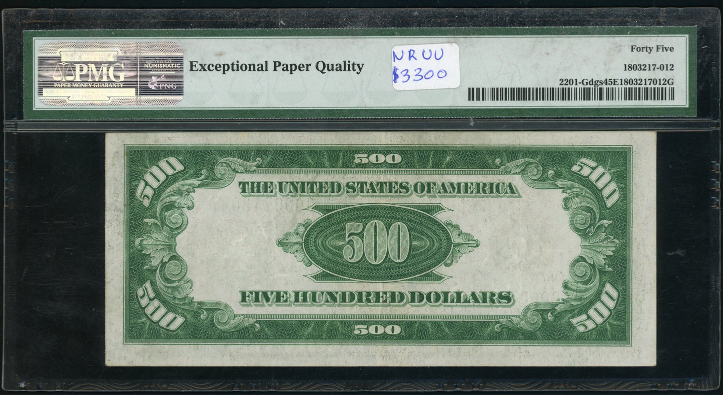 Fr 2201-Gdgs 1934 $500 Federal Reserve Note Chicago PMG 45 EPQ Choice XF