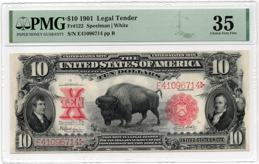 FR 122 1901 $10 Legal Tender "Bison" GREAT COLOR