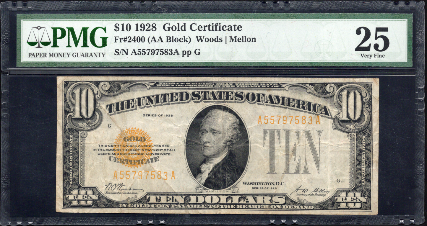 FR 2400 1928 $10 Gold Certificate