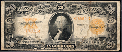 1922 $20 Gold Certificate