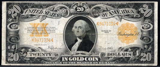 1922 $20 Gold Certificate