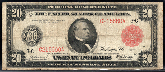 1914 $20 FRN PHILADELPHIA RED SEAL SCARCE