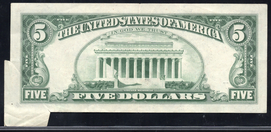 1974 $5 FRN BUTTERFLY FOLD ERROR