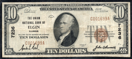 1929 $10 Union NB of Elgin, Illinois CH #7236