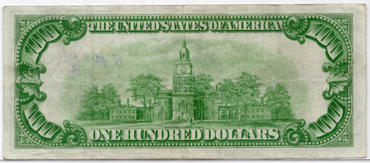 FR 2405 1928 $100 Gold Certificate Pen Marking