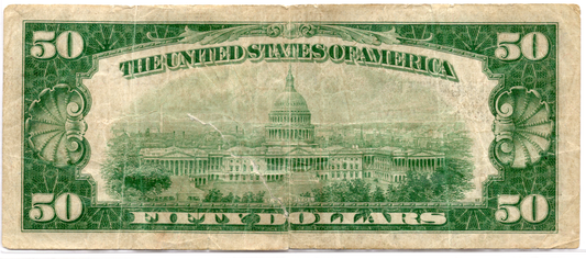 1929 $50 Federal Reserve Bank of San Francisco TEAR TAPE REPAIR