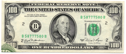 1981 $100 FRN Bottom Left Fold Over ERROR