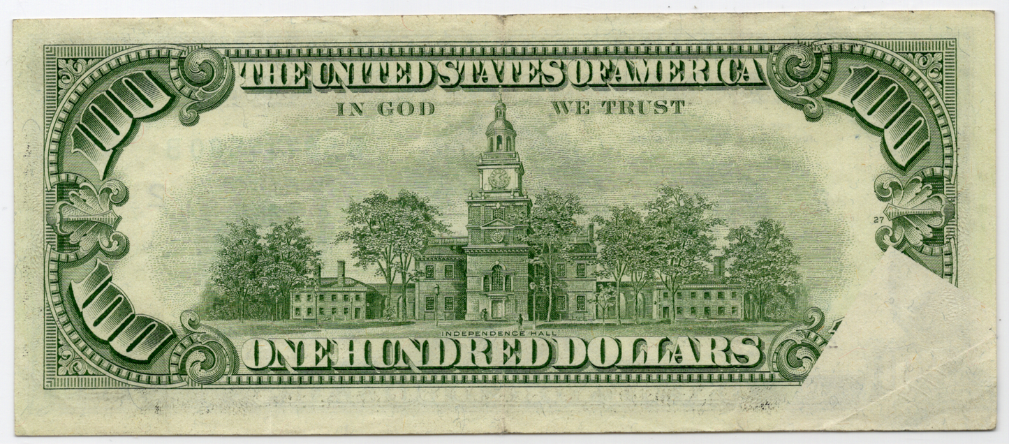 1981 $100 FRN Bottom Left Fold Over ERROR