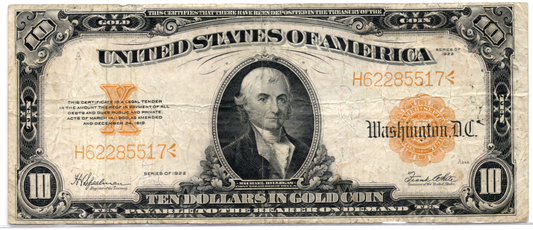1922 $10 Gold Certificate