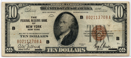 1929 $10 FRBN New York