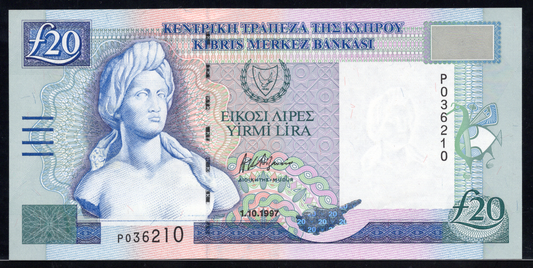 Cyprus P# 63a 1997 Central Bank of Cyprus 20 Pound UNC