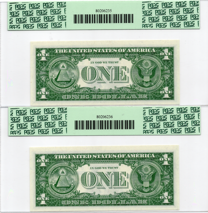 FR 1621 1957B $1 MISMATCHED SERIAL NUMBER ERROR SEQUENTIAL PAIR