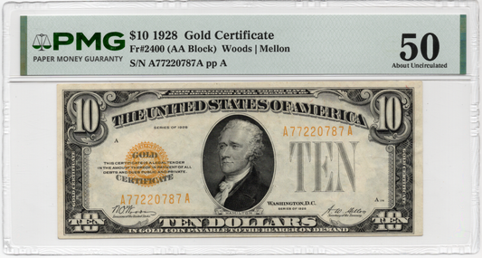 FR 2400 1928 $10 Gold Certificate GREAT COLOR