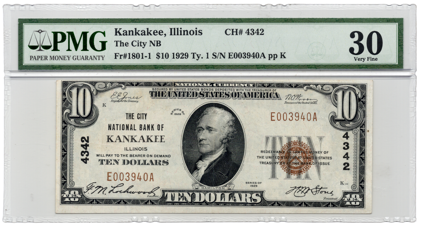 1929 $10 NB of Kankakee Illinois CH# 4342