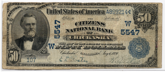 1902 $50 Citizens NB of Chickasha Oklahoma CH# 5547