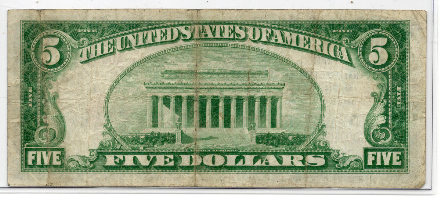 1929 $5 First NB of Webster Massachusetts CH# 13411 Type 2