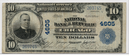 1902 $10 NB of The Republic of Chicago CH# 4605