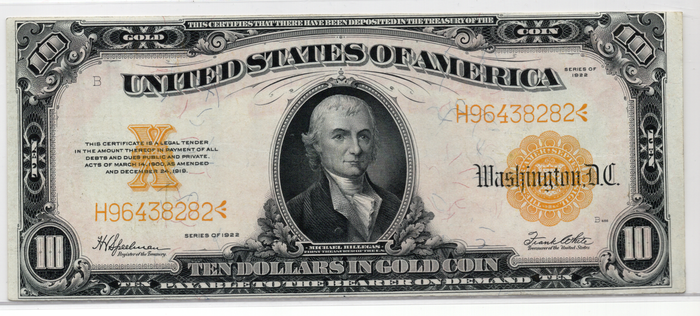 FR 1173 1922 $20 Gold Certificate