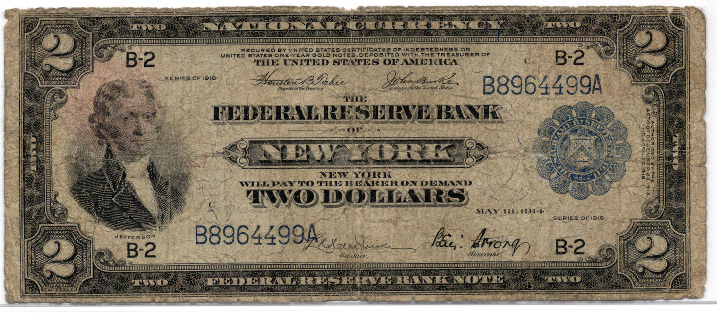 1918 $2 FRBN New York