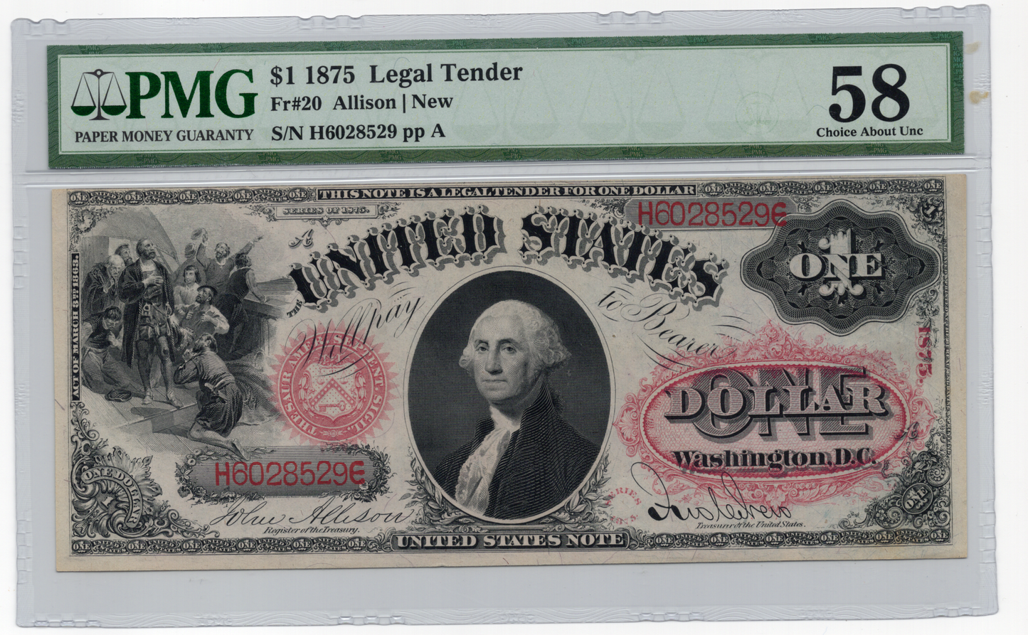 FR 20 1875 $1 Legal Tender