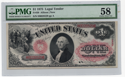 FR 20 1875 $1 Legal Tender