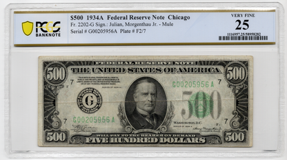 FR 2202-G 1934A $500 FRN Chicago MULE