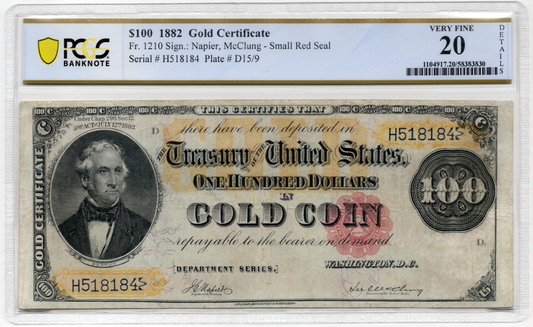 FR 1210 1882 $100 Gold Certificate