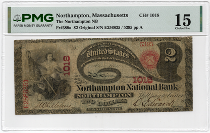 FR 389a $2 The Northampton NB of Northampton Massachusetts CH# 1018 LAZY DEUCE