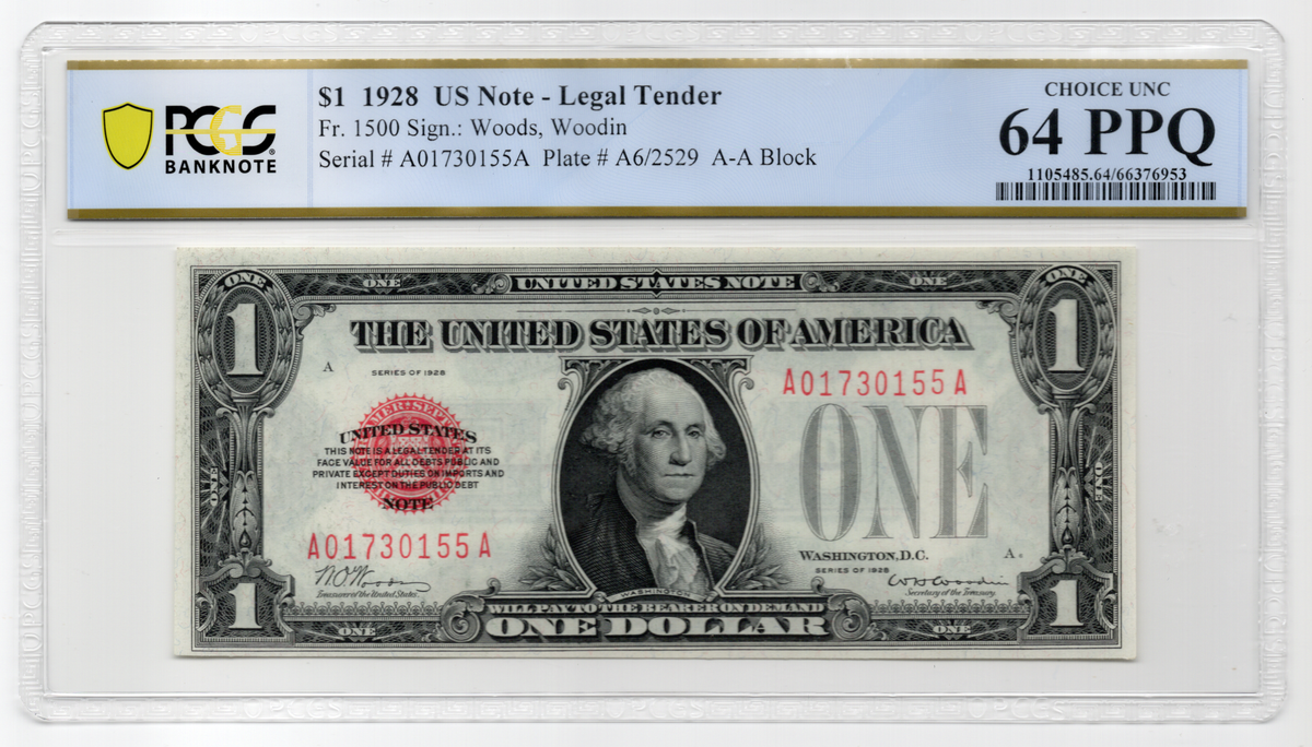 FR 1500 1928 $1 Legal Tender