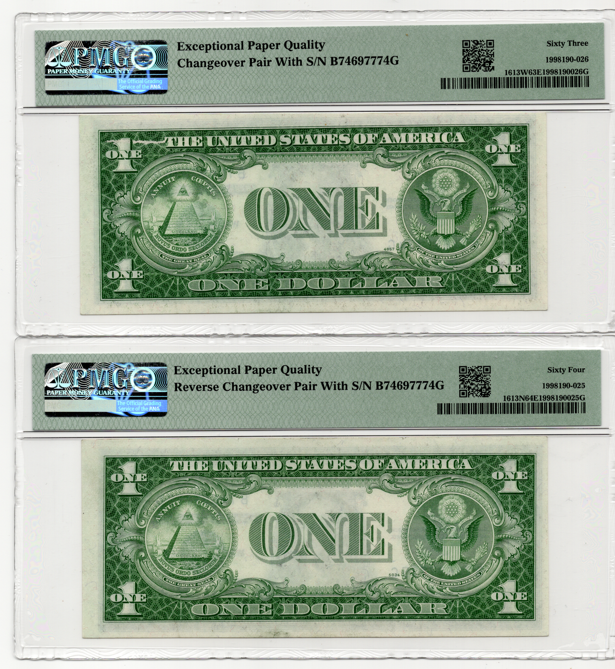 FR 1613 1935D $1 Silver Certificate CHANGEOVER CONSECUTIVE PAIR