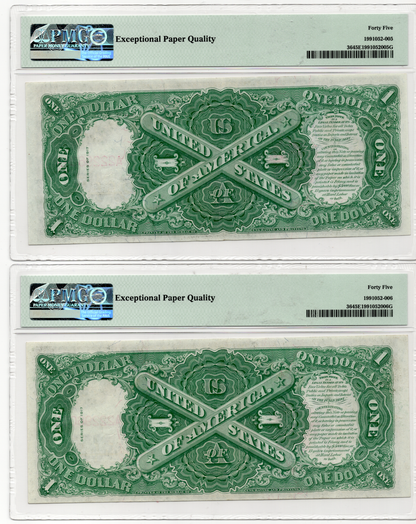 FR 36 1917 $1 Legal Tender CONSECUTIVE PAIR