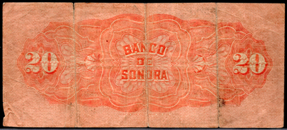 Mexico 1897-1911 Banco De Sonora 20 Pesos