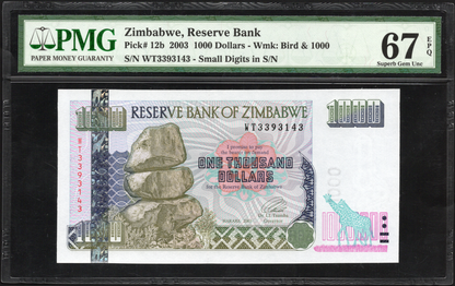 Zimbabwe P# 12b 2003 Reserve Bank $1000