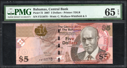 Bahamas P# 72 2007 Central Bank $5