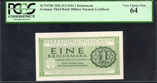 Germany P# M38 1944 Main Administration of the Reich Credit Office 1 Reichsmark 15/9/1944