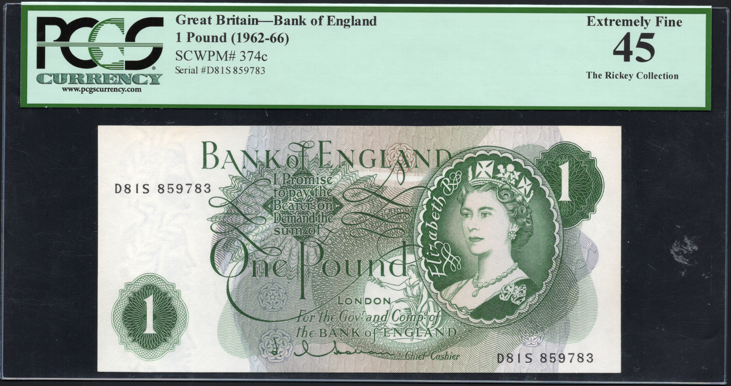 Great Britain P# 374c 1962 Bank of England 1 Pound 1962 - 1966