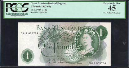 Great Britain P# 374c 1962 Bank of England 1 Pound 1962 - 1966