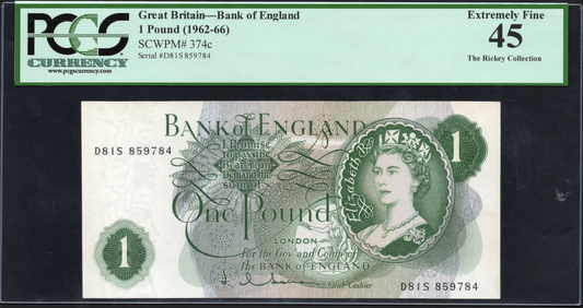 Great Britain P# 374c 1962 Bank of England 1 Pound 1962 - 1966