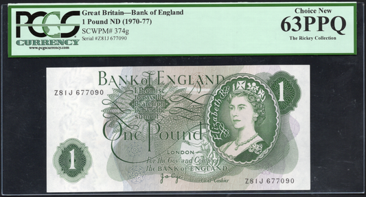 Great Britain P# 374 1970 ND (1970 - 1977) Bank of England 1 Pound