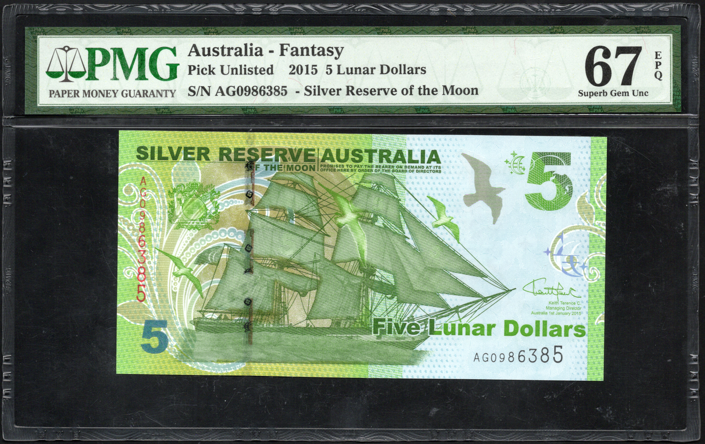 Australia 2015 Silver Reserve of the Moon 5 Lunar Dollars