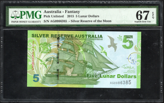 Australia 2015 Silver Reserve of the Moon 5 Lunar Dollars