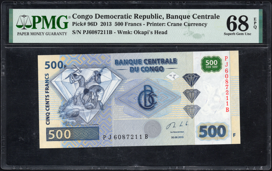 Democratic Republic of the Congo P# 96D 2013 Central Bank of Congo 500 Francs