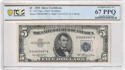 FR 1655 1953 $5 Silver Certificate