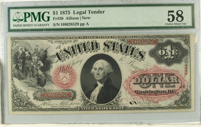 FR 20 1875 $1 Legal Tender