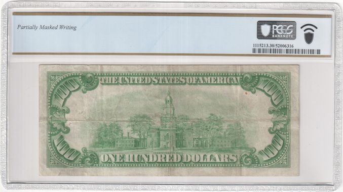 FR 2150-G 1928 $100 Federal Reserve Note, Green Seal, Chicago, G-A Block