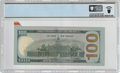FR 2189-L 2017A $100 FRN CUTTING ERROR